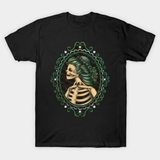 Green Skeleton Girl in Frame Cameo T-Shirt
